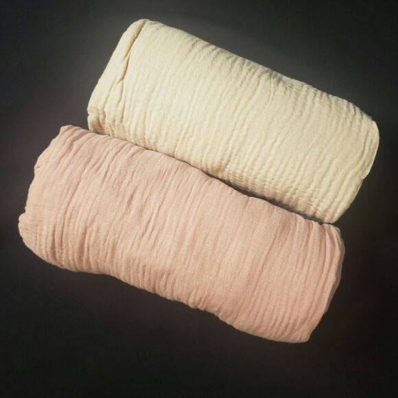 BABY New Muslin Crib Sheets New Beige and Pink Bundle of 2 - Picture 1 of 1